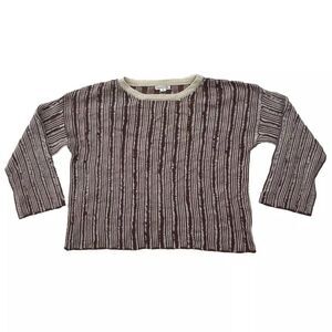LOVE RICHE Crop Knit Sweater Womens M Western Brown Cream Pullover Boho M